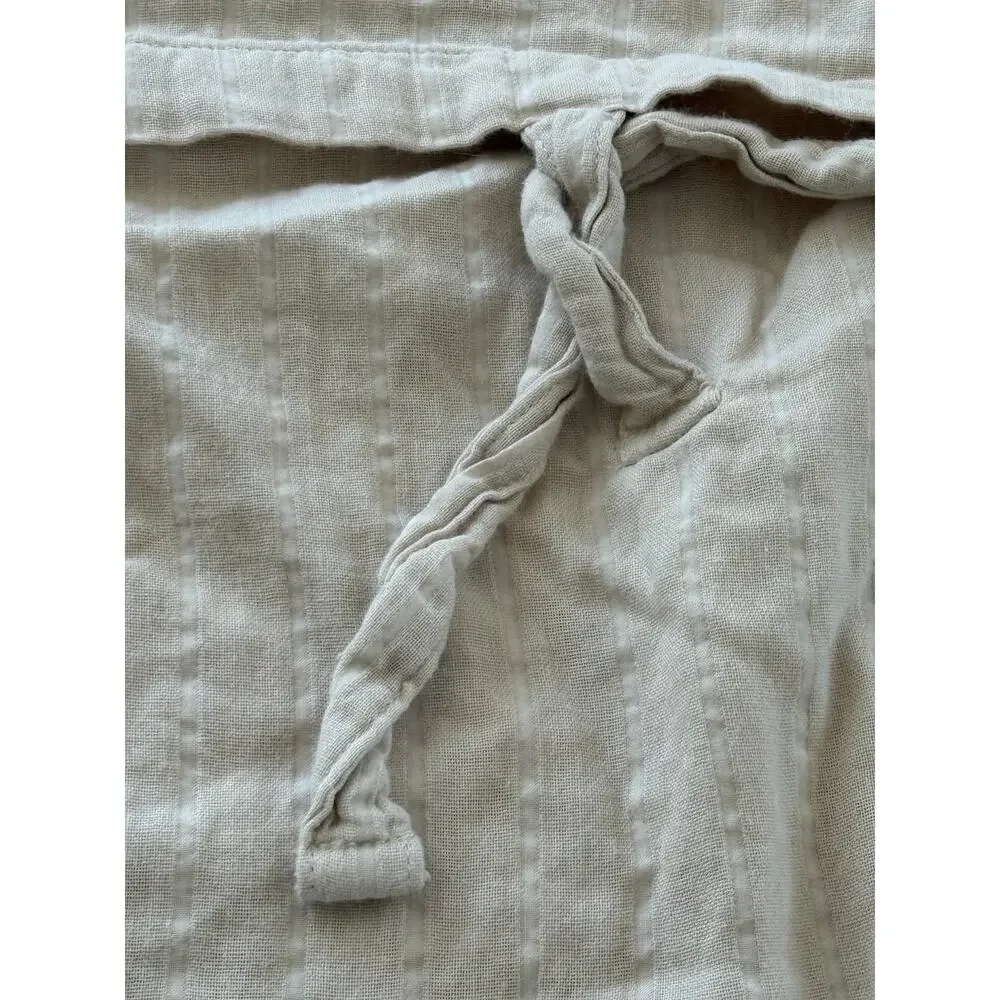 DKNY Pure Standard Queen Pillow Sham Cotton Textured Neutral Tie Back Slub 20x30